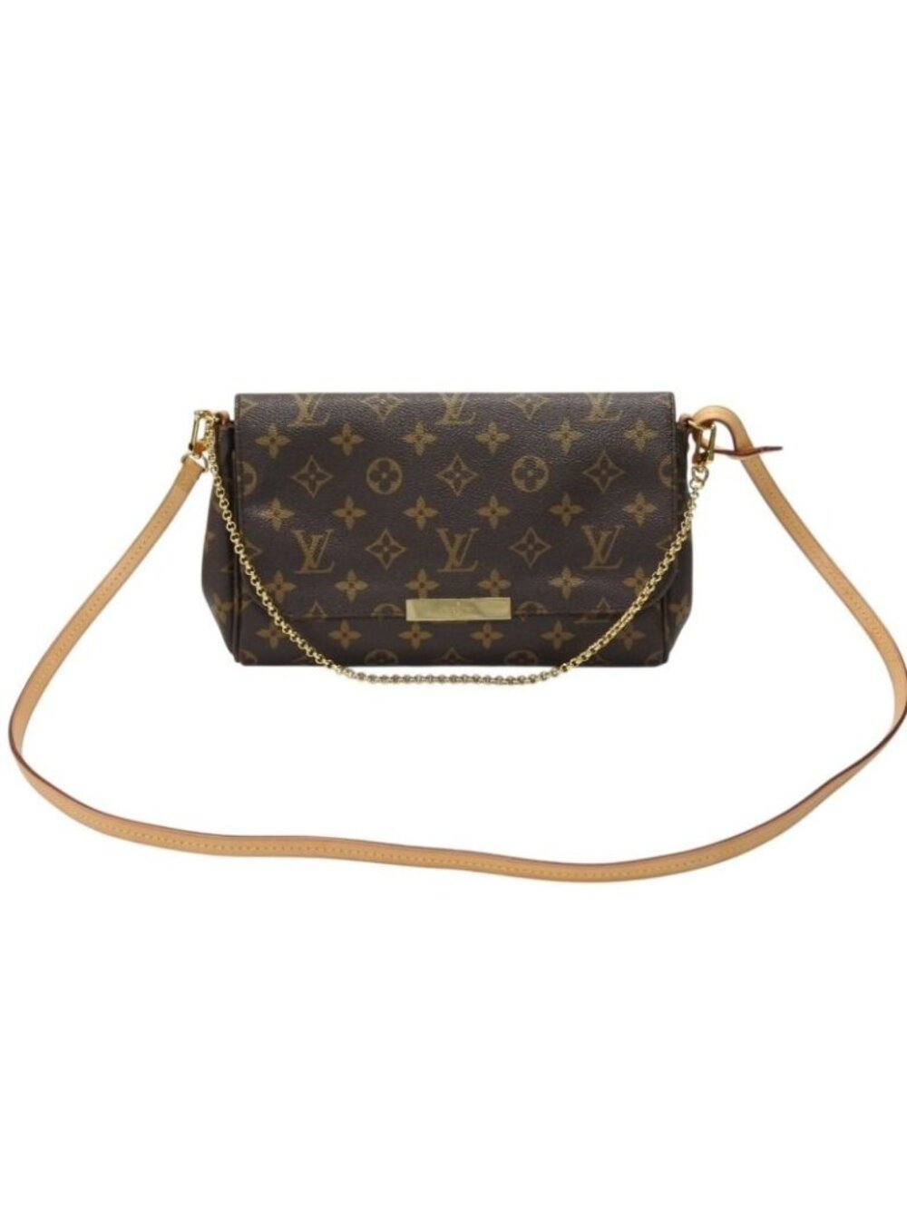 Louis Vuitton Monogram Favorite MM Shoulder Bag Brown Gold